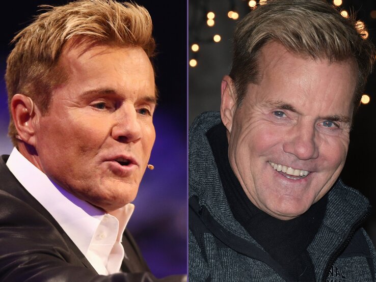 Es sind zwei Bilder von Dieter Bohlen zu sehen. Eins mit Falten, eins mit weniger Falten im Gesicht.