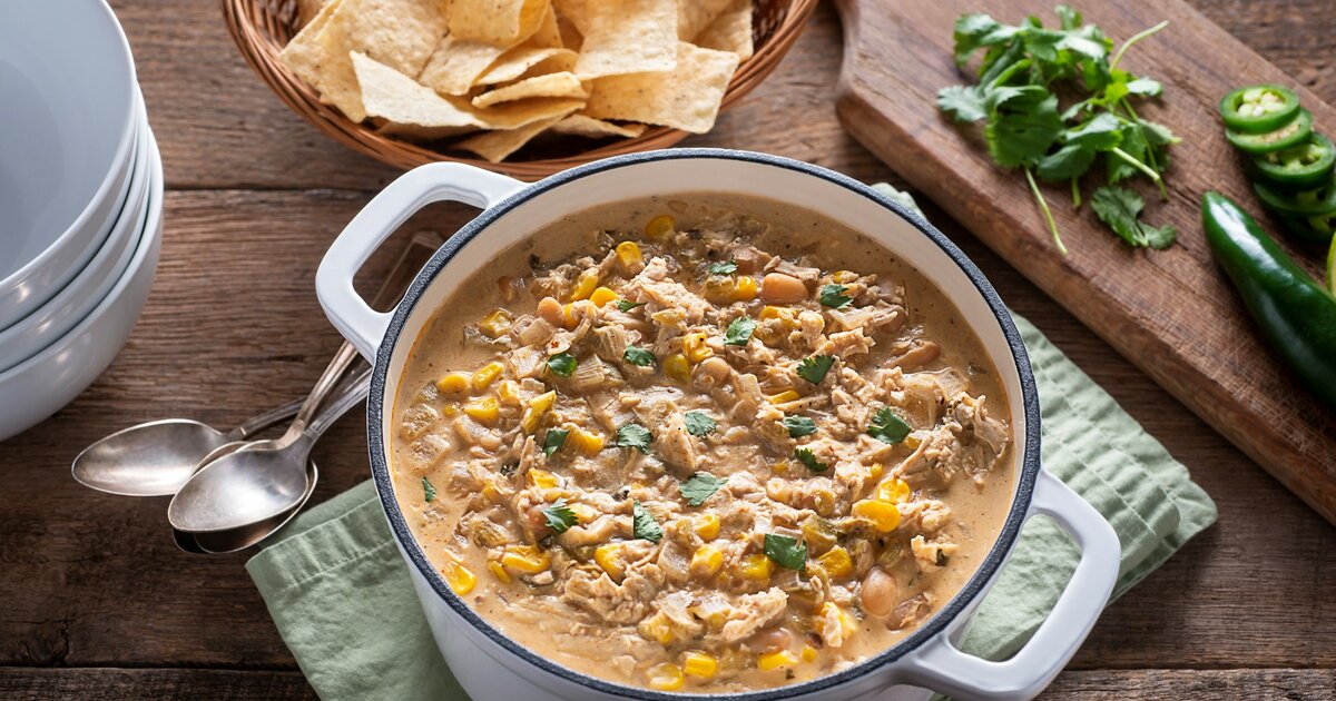 Eintopf: Leckeres weißes Chili con Carne mit Hähnchenfleisch