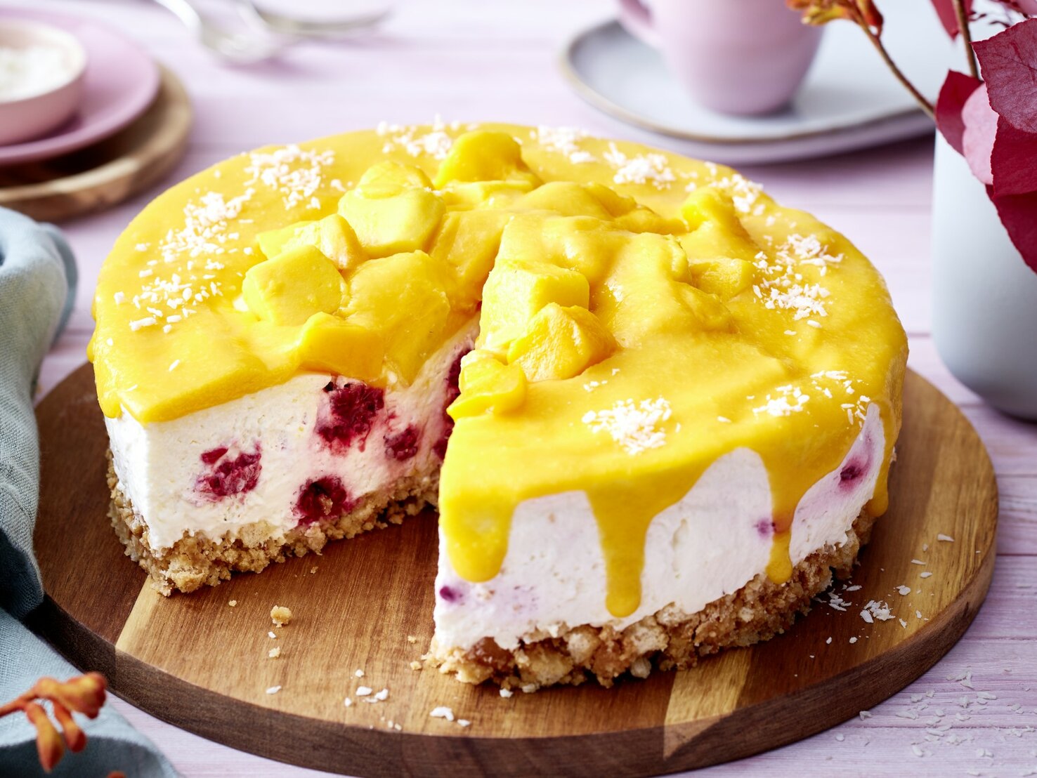 Mango-Himbeer-Torte ohne Backen