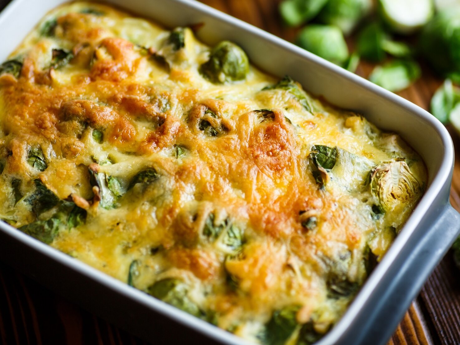 Rosenkohlauflauf mit Schupfnudeln und Käse – schmeckt allen