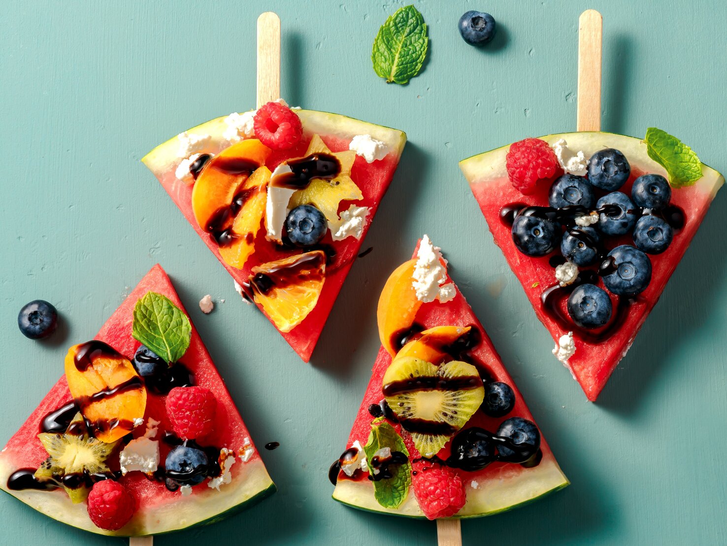 Wassermelonen-Pizza mit Ricotta und Früchten: Bester Freibad-Snack!