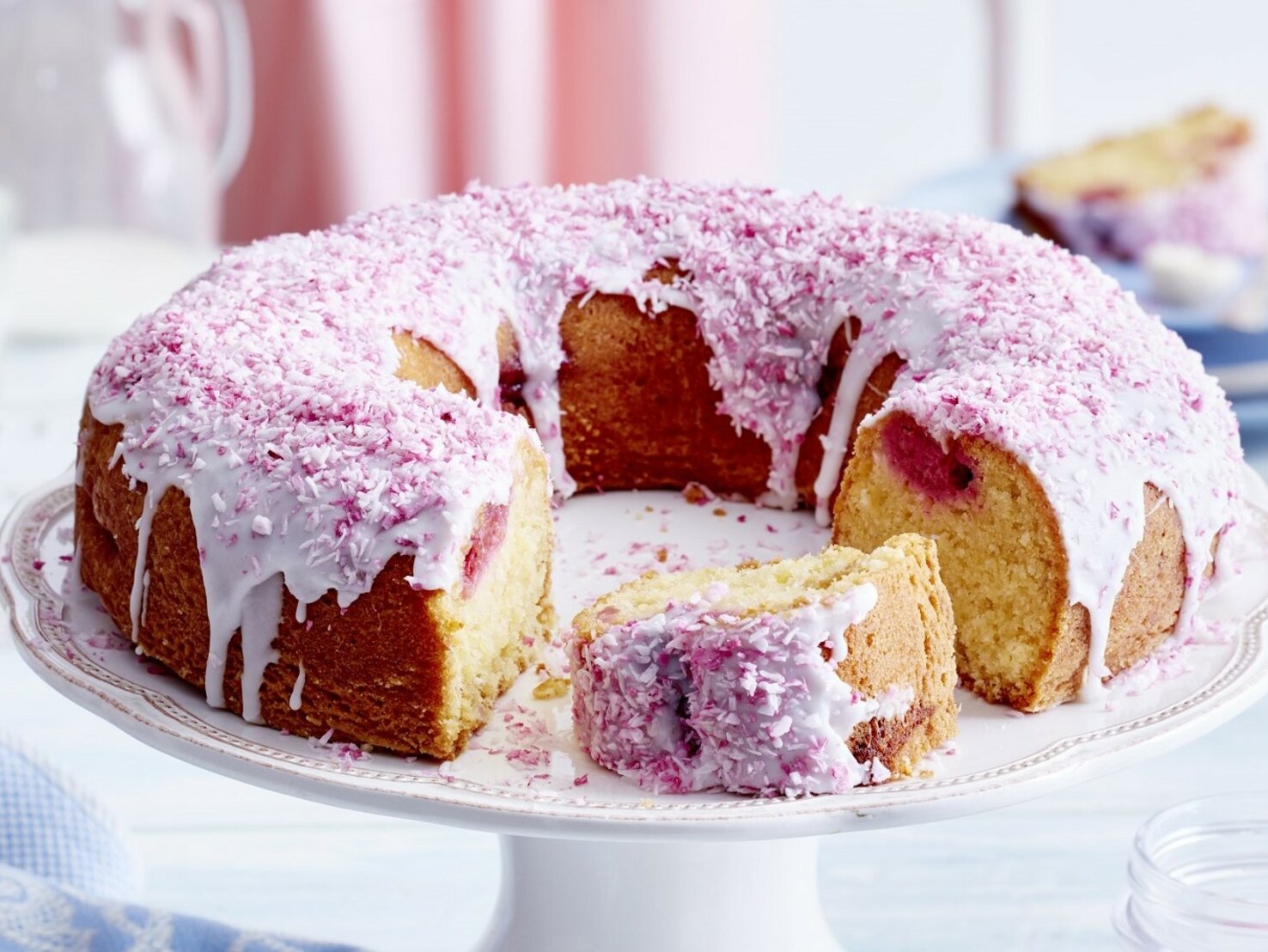 Kokos-Himbeer-Kuchen: Rosa Kuchentraum