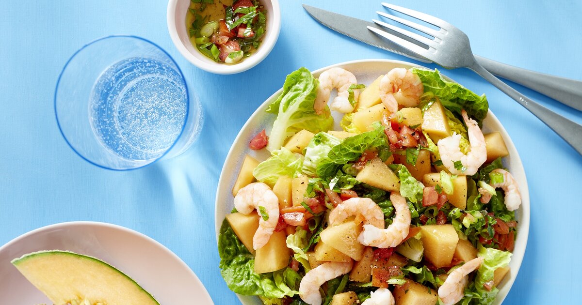 Melonensalat mit Garnelen: Unter 300 Kalorien