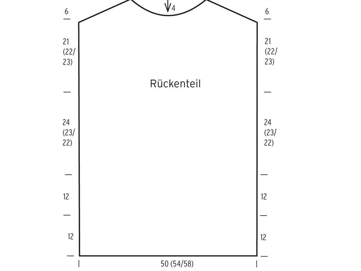 Schnittskizze vom Rückenteil des Pullunders | © Gräfe und Unzer Verlag/ Illustrator: Sybille Friese