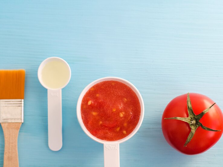 Zutaten für ein Tomatenpeeling. | © iStock/kazmulka