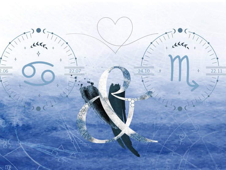 krebs_skorpion_beziehung.jpg Die astrologischen Symbole der Sternzeichen Krebs und Skorpion.