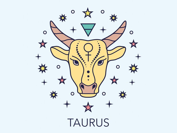 Zeichnung des astrologischen Symbols für das Sternzeichen Stier vor hellblauem Hintergrund. | © Getty Images/goroskop