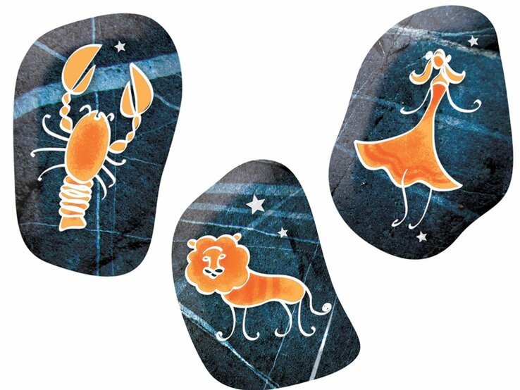 Die astrologischen Symbole der Sternzeichen Krebs, Skorpion und Jungfrau. | © Shutterstock [M]