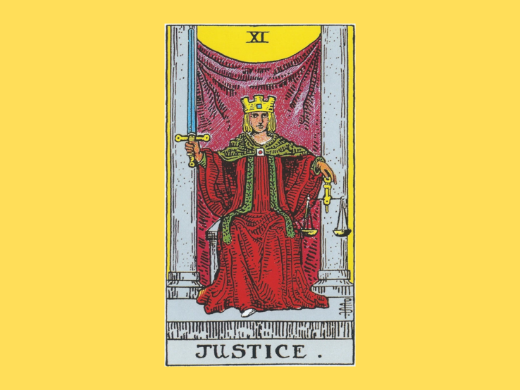 Tarotkarte "Die Gerechtigkeit" | © giftedMG via Pixabay / Canva Collage