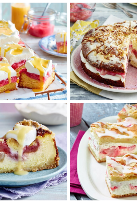 Vier Rhaberberkuchen angeordnet in einer Collage