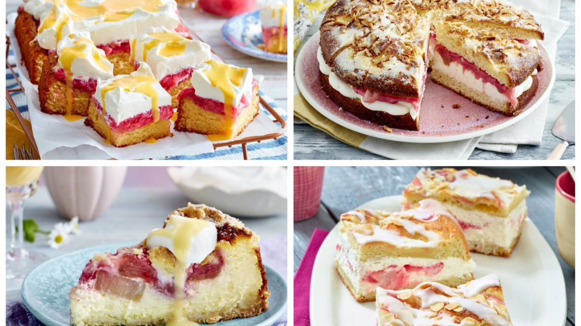 Vier Rhaberberkuchen angeordnet in einer Collage