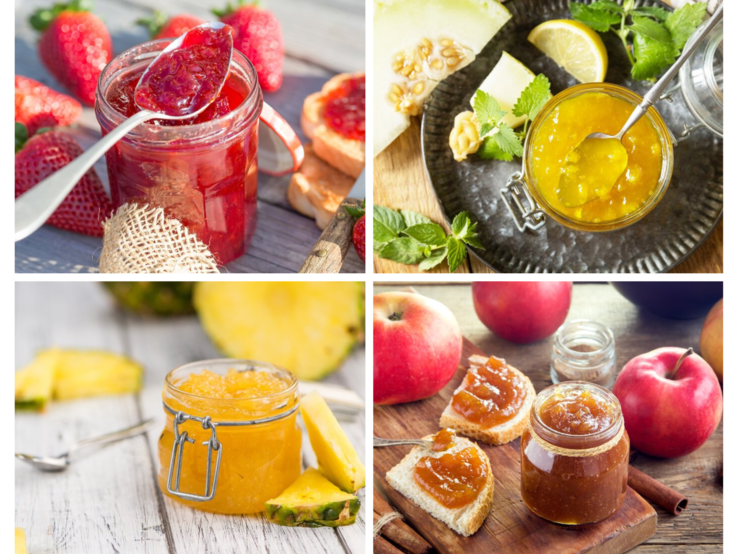 Collage mehrere Marmeladen.