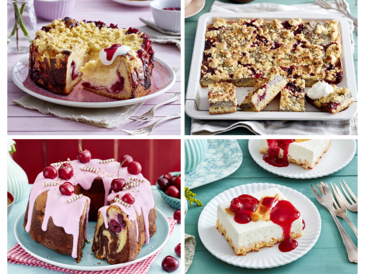 Mehrere Kirschkuchen in einer Collage