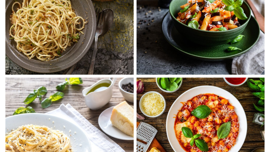 Collage italienische Pasta-Gerichte