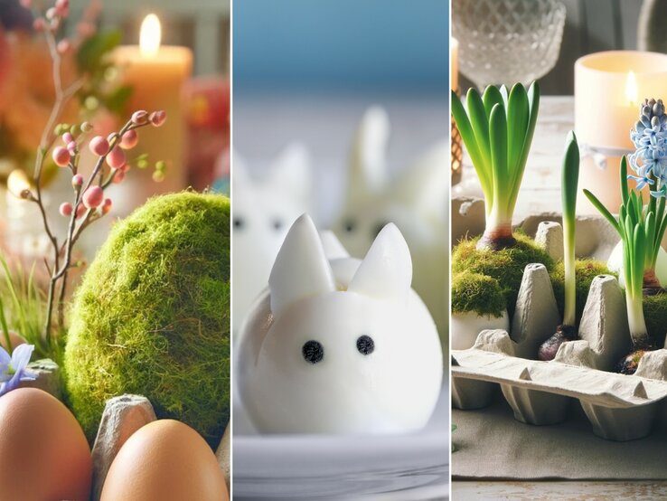 Collage aus österlich gedeckten Tafeln 