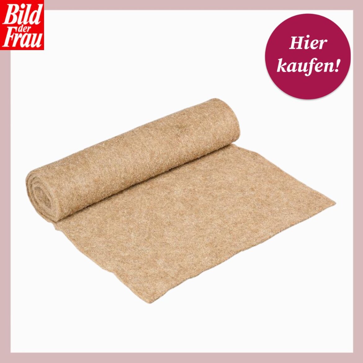 Beiger, leicht angerauter Filzstoff als aufgewickelte Rolle und ausgebreitete Fläche vor weißem Hintergrund mit rotem Kaufhinweis. | © Lidl