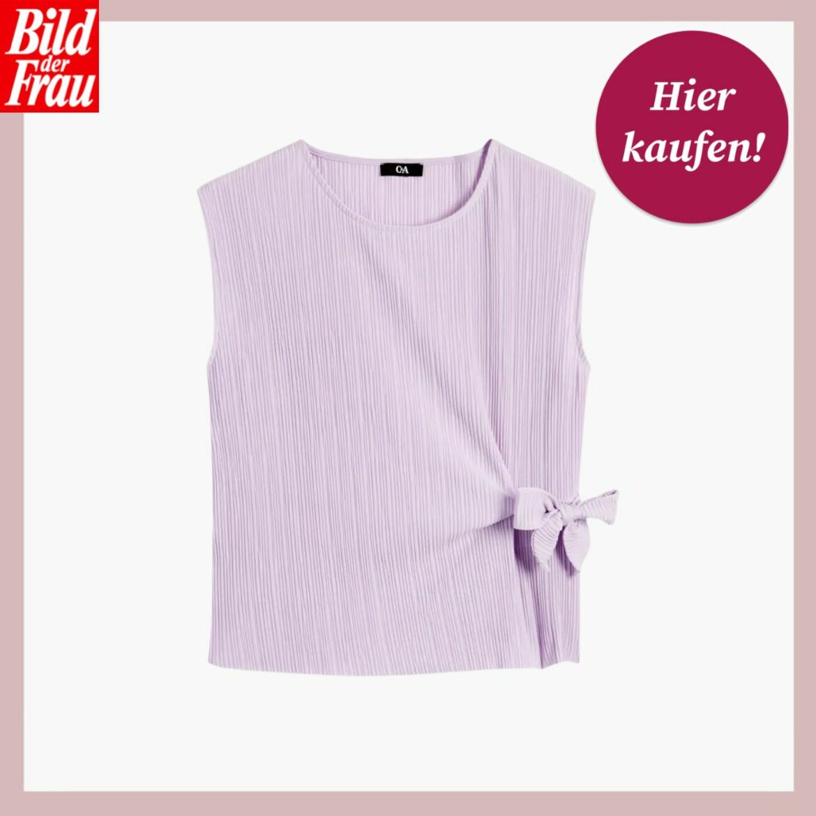 Zu sehen ist die Shoppingvorlage von BdF, in welcher ein Plisseeshirt von C&A präsentiert wird. | © C&A