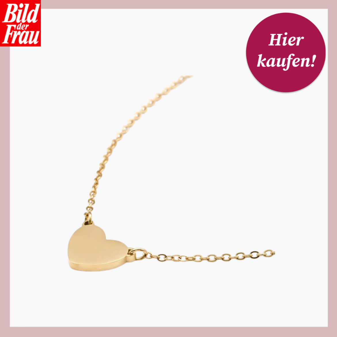 Eine elegante goldene Halskette mit einem herzförmigen Anhänger auf einem weißen Hintergrund. | © Lidl 