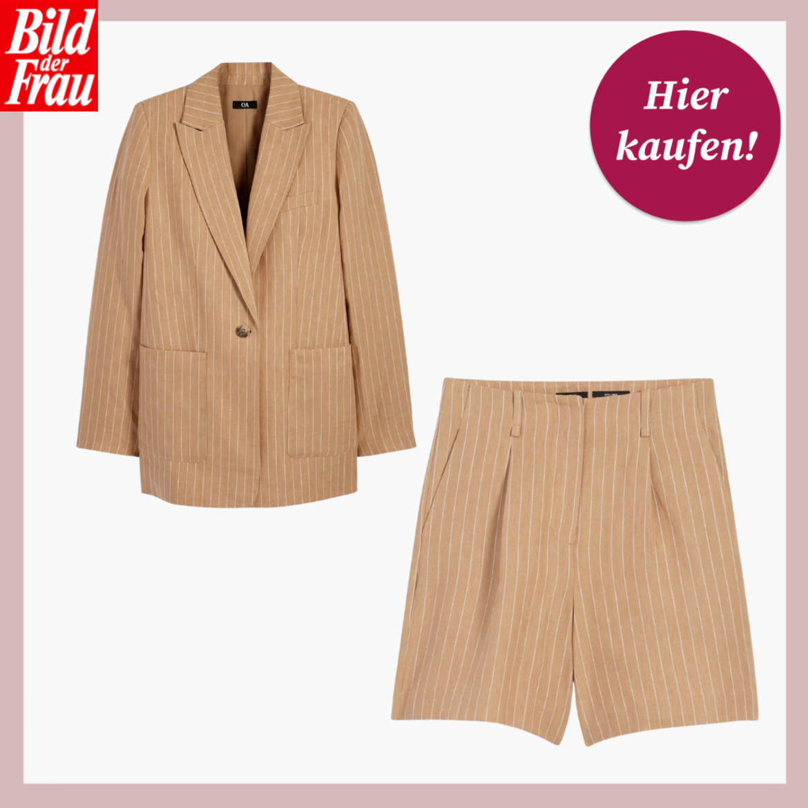 Werbefoto von Shorts und Blazer. Die beiden Teile haben dasselbe Muster und können als Set getragen werde.n | © C&A