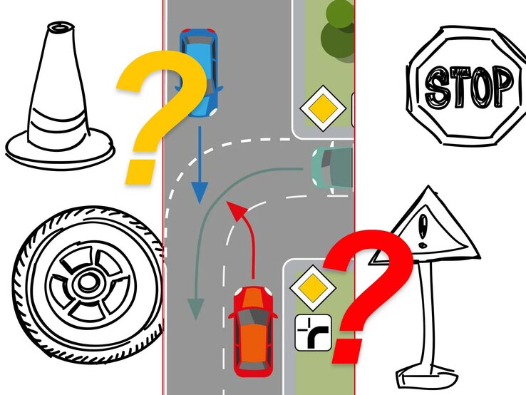 Vorfahrträtsel mit Verkehrssymbolen | © facebook.com/ADAC, iStock [M]